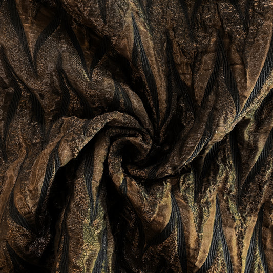 Matelassé Chevron Metallic Jacquard - Antique Brass / Black
