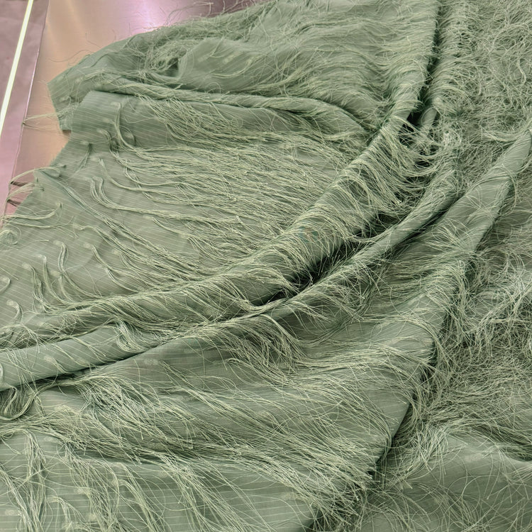 Dobby Long-Fringed Plain Weave - Pale Green