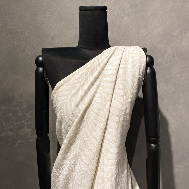 Fern Leaf Linen Cotton Matelassé Jacquard - Undyed / Natural