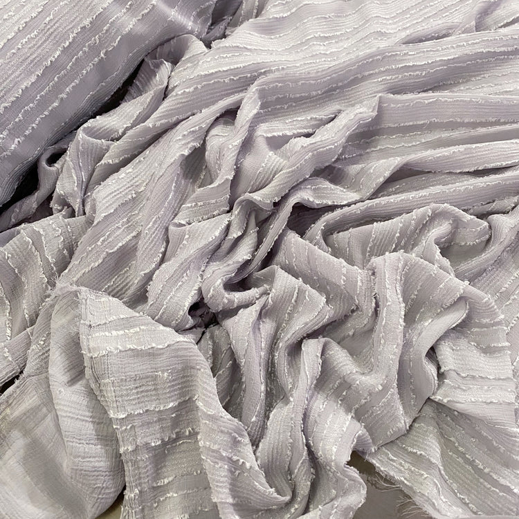 Flange Striped Sheer Crepon - Silver Grey