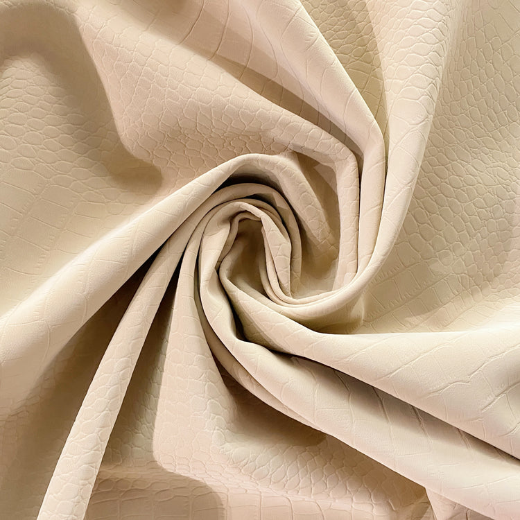 Embossed Reptile Nappa Faux Leather - Beige