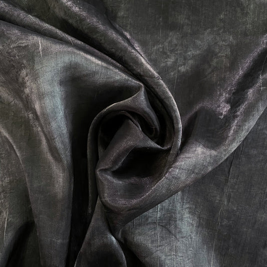 Tarnished Corroded Metallic Organza - Steel / Gunmetal
