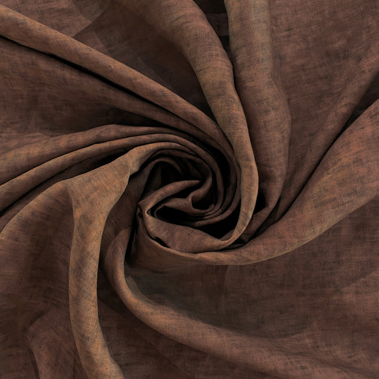 Mottled Dye Linen Cotton Blend - Dark Brown