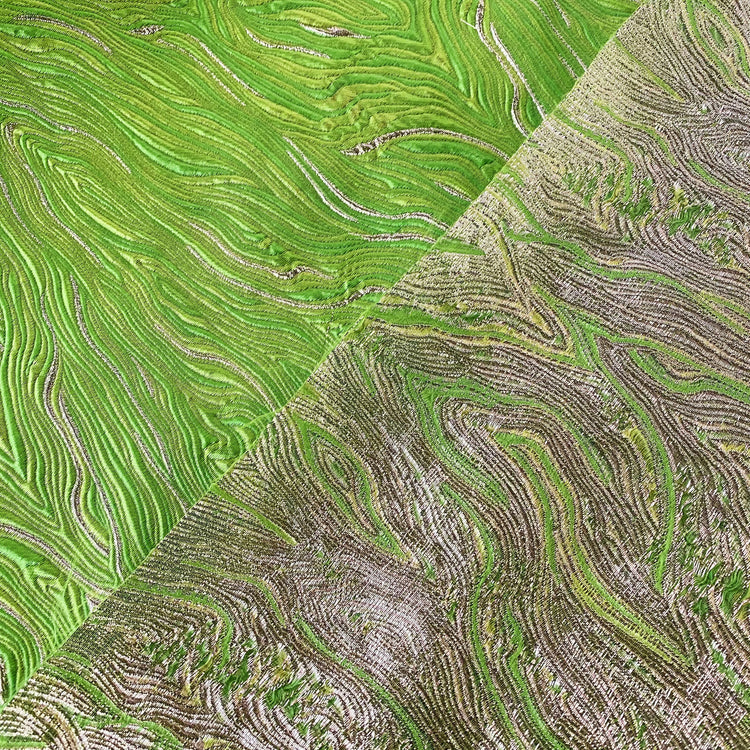 Contour Wave Brocade - Silver Metallic / Chartreuse