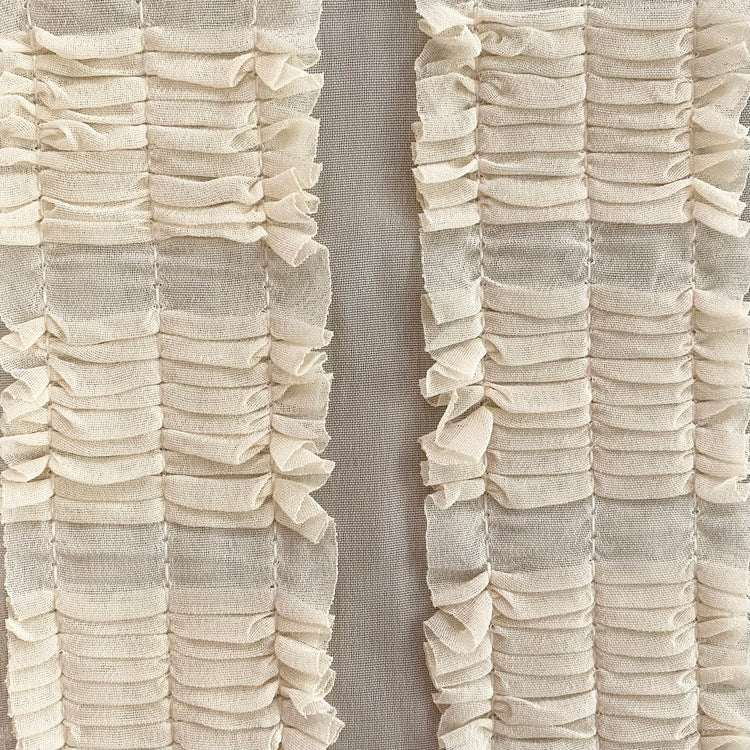 Knife Pleated Striped Chiffon - Ivory (Deadstock)
