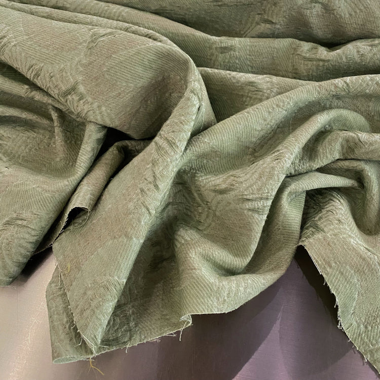 Abstract Swirls Yarn Float Jacquard - Military Green