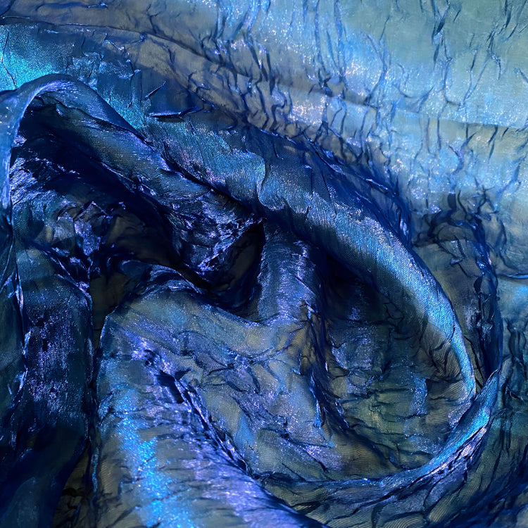 Metallic Creased Satin - Royal Blue