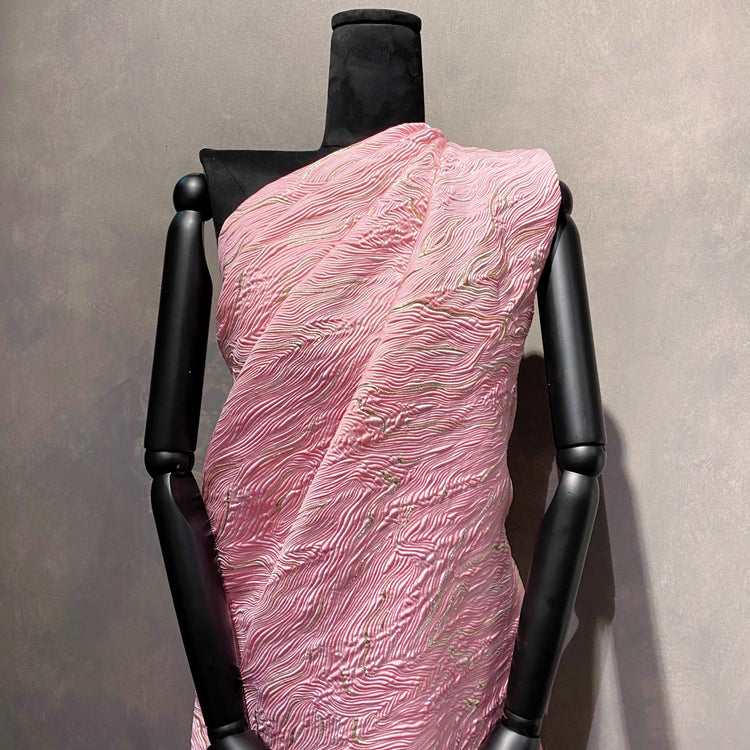 Contour Wave Brocade - Pink/Silver Metallic