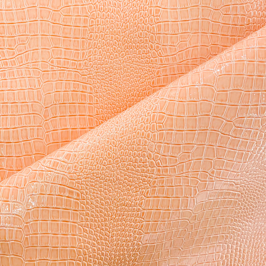 Patent Crocodile Faux Leather - Small Pattern - Peach