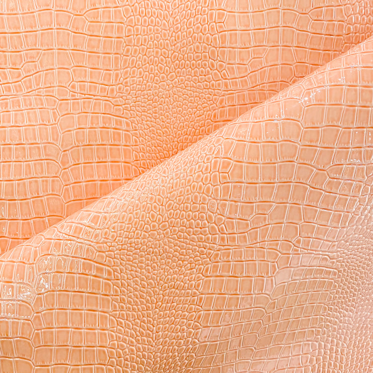 Patent Crocodile Faux Leather - Small Pattern - Peach