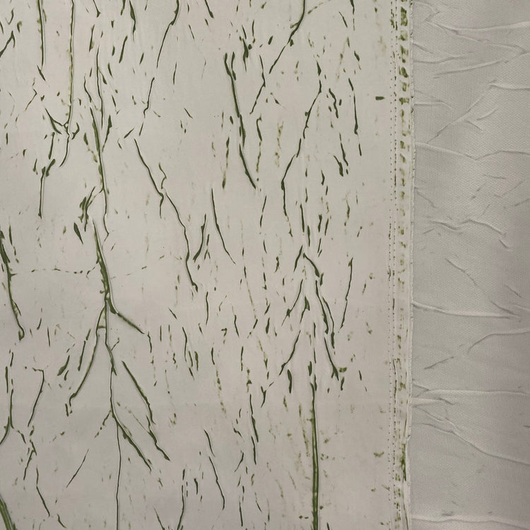 Abstract Frottage Print Sateen Bonded - White/Green