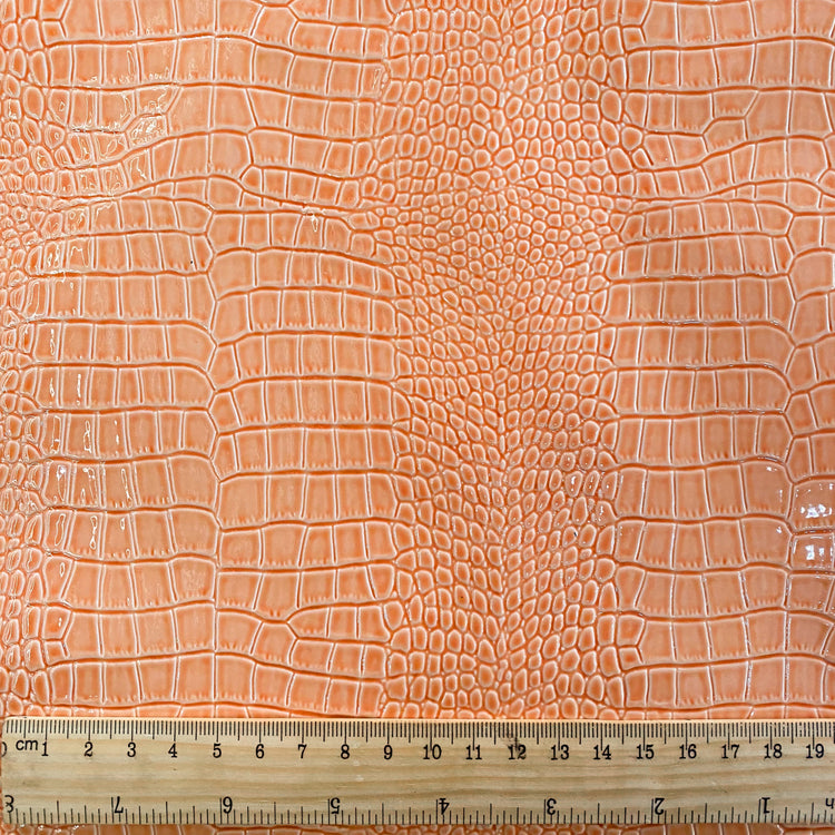 Patent Crocodile Faux Leather - Small Pattern - Peach