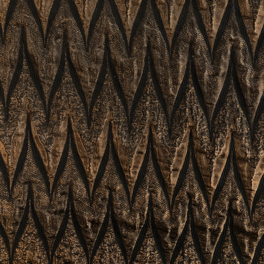 Matelassé Chevron Metallic Jacquard - Antique Brass / Black