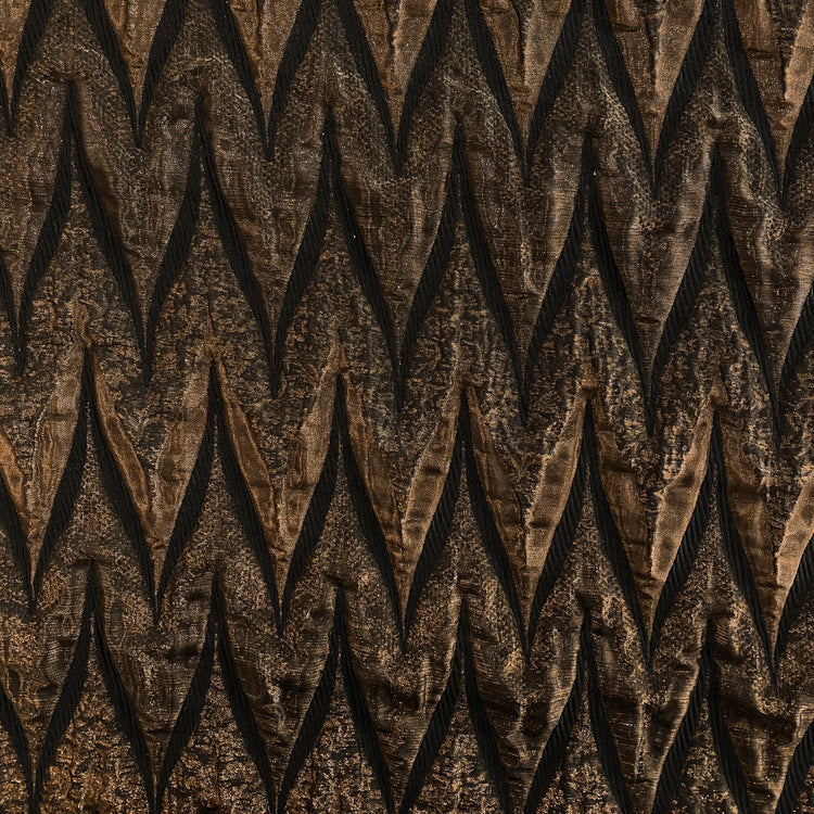 Matelassé Chevron Metallic Jacquard - Antique Brass / Black