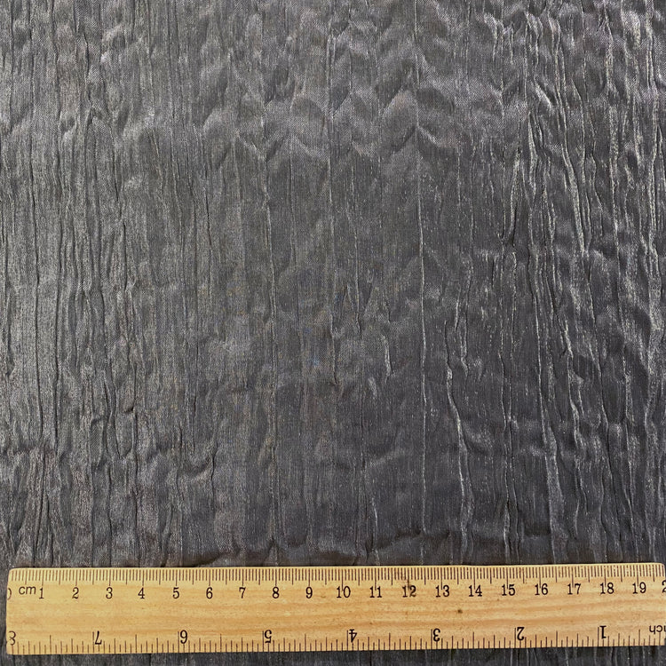 Satin Grain Plisse - Metallic Warp - Silver / Bluestone Grey