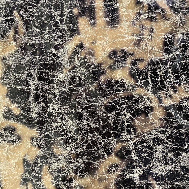 Bleach Spot Crackle PVC Coated Jersey (Faux Leather)- Black / Moccasin / Beige