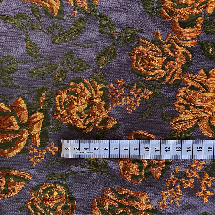 Raised Rose Vine Brocade - Metallic - Medium Orchid/Copper