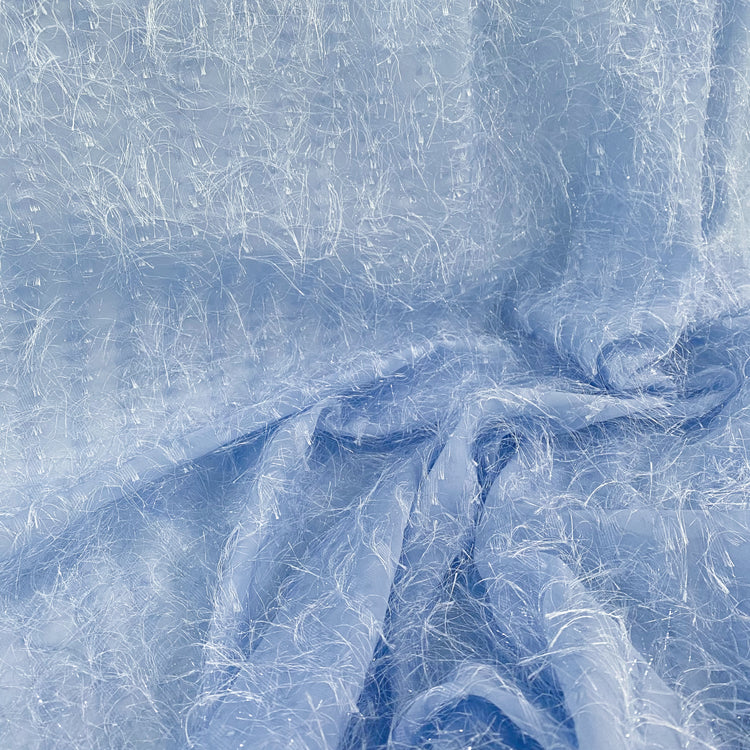 Fringe Striped Sheer Gauze - Light Blue