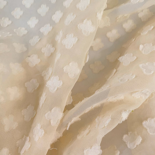 Floral Appliqué Chiffon - Antique White