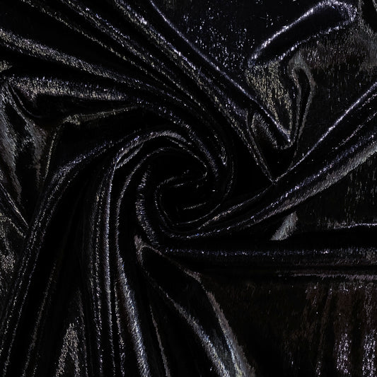 Brushed Metallic Long-pile Velvet - Midnight Blue