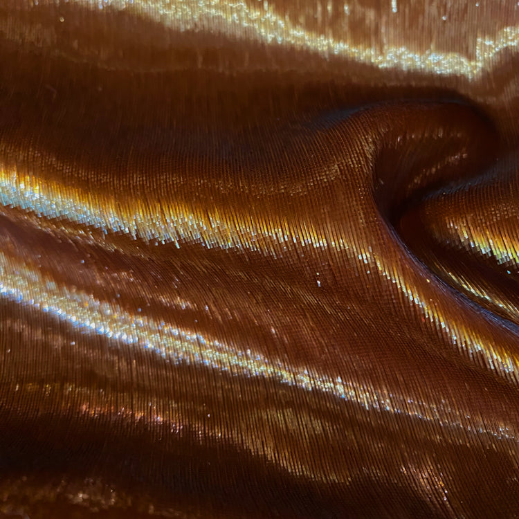 Brushed Metallic Long-pile Velvet - Copper