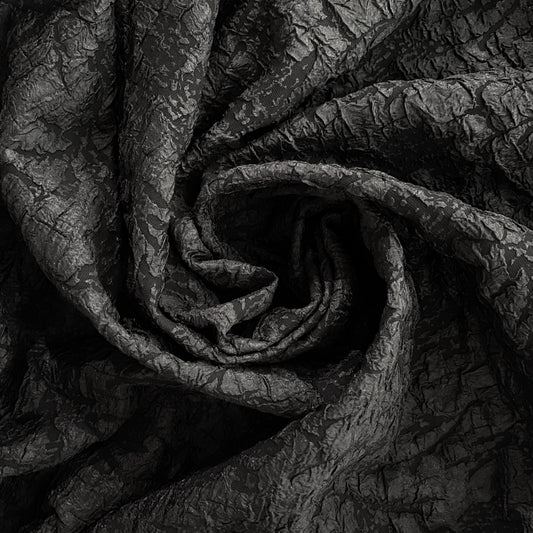 Crinkle Textured Cloqué - Black