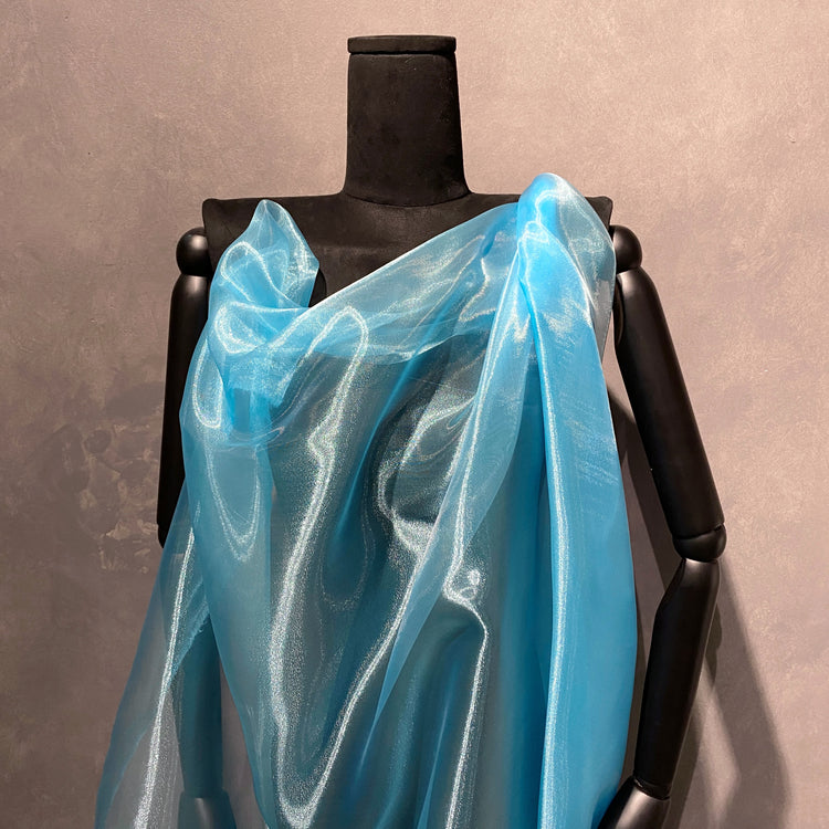Metallic Organza - Sky Blue
