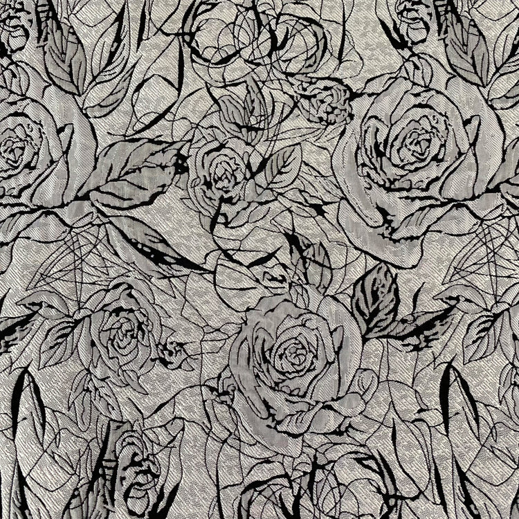 Raised Rose Garden Jacquard - Smoke Grey/Black