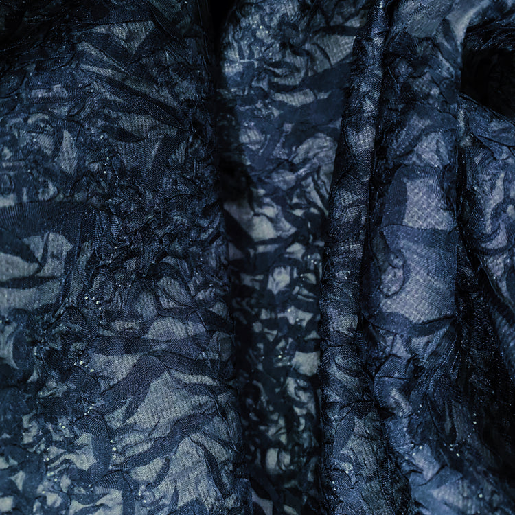 Organic Petal-Creased Chiffon - Bonded - Dark Steel Blue