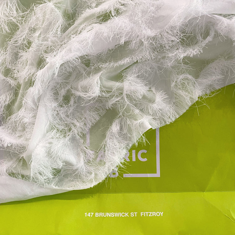 Peacock Fringed Motif Gauze - White