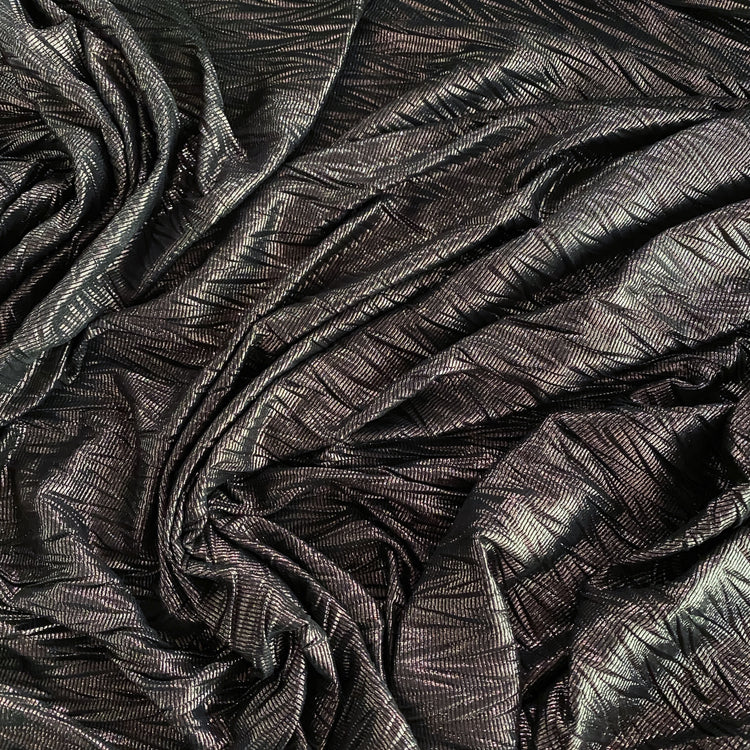 Chevron Embossed Metallic Rib Knit - Rose Silver