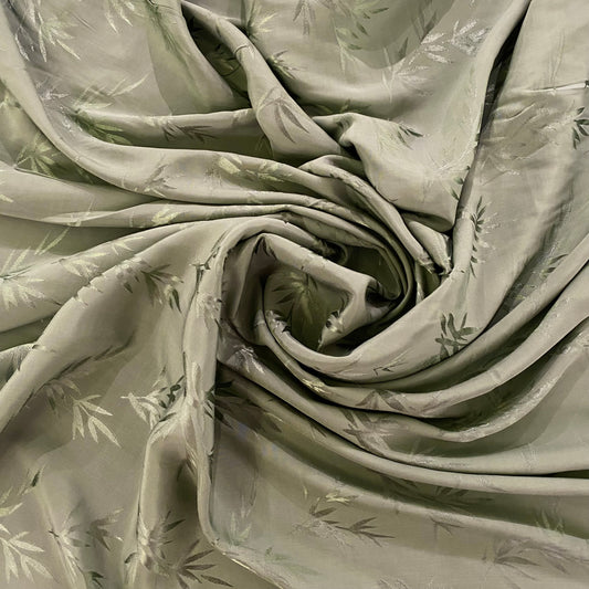 Bamboo Leaves Viscose Damask - Sage Green