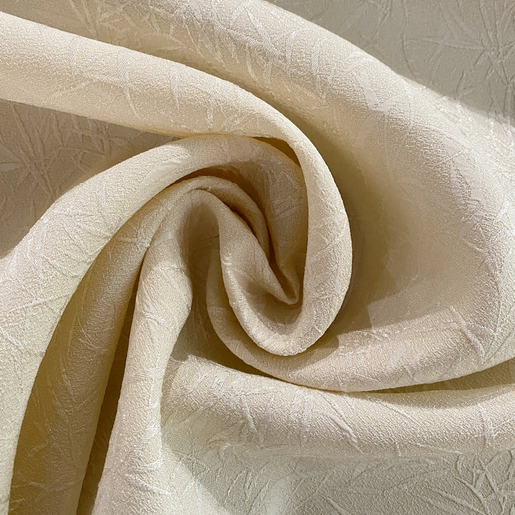 Bamboo Leaves Crepe Textured Cloqué - Ivory