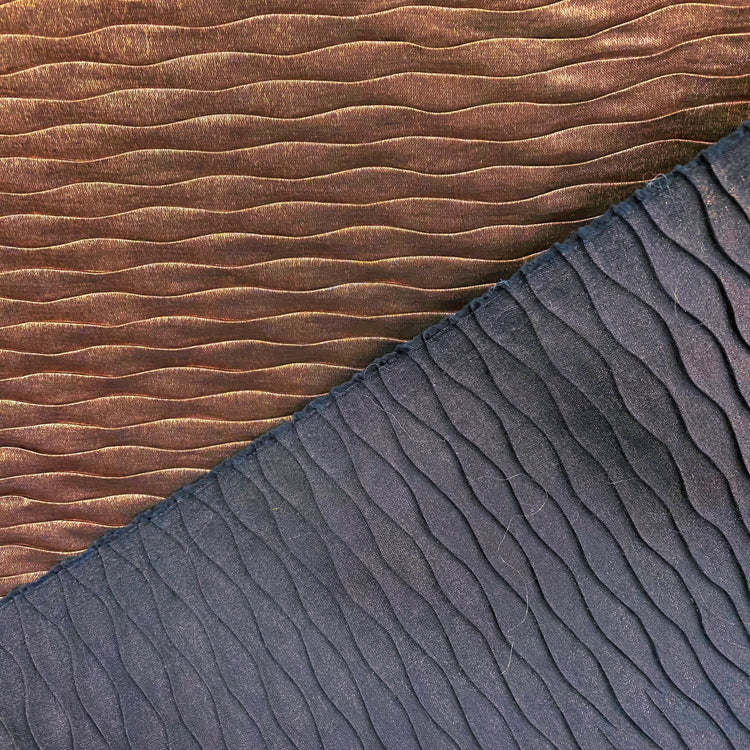 Metallic Wavy Plisse Twill - Bronze