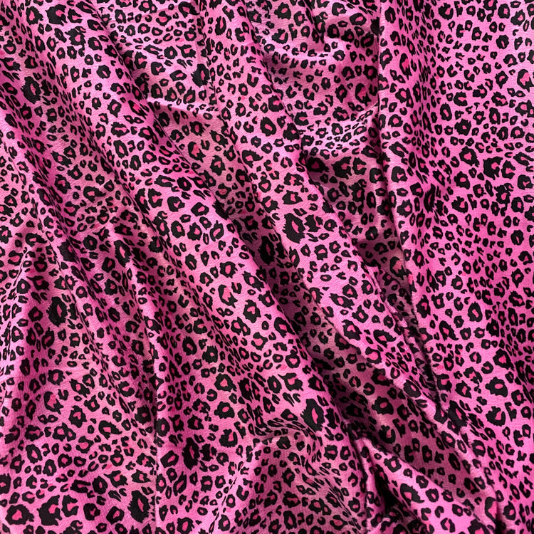 Leopard Print Velour - Hot Pink/ Black