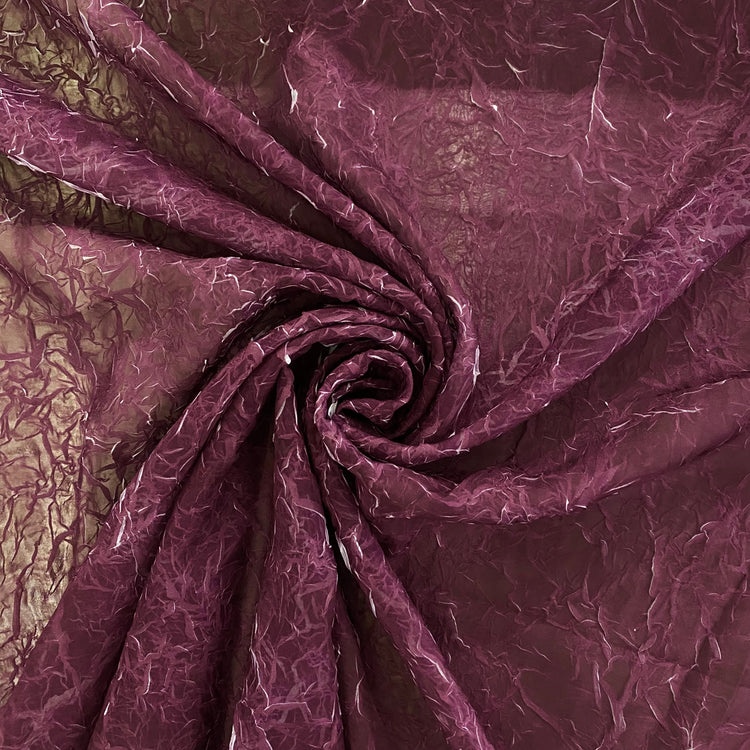 Pliage Creased Plisse Chiffon - Dark Magenta / White