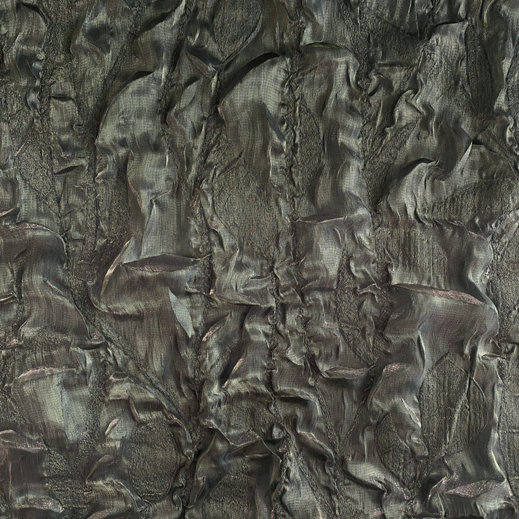 Geode Textured Plisse Shot Organza - Dark Sea Green / Light Gold