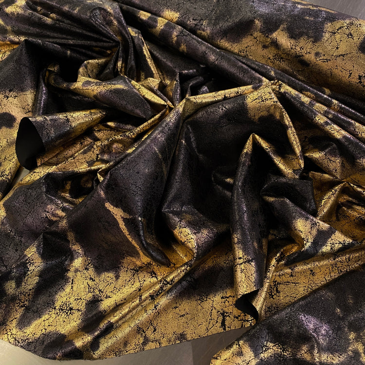 Antiqued Abstract Metallic Foil - Black/Gold