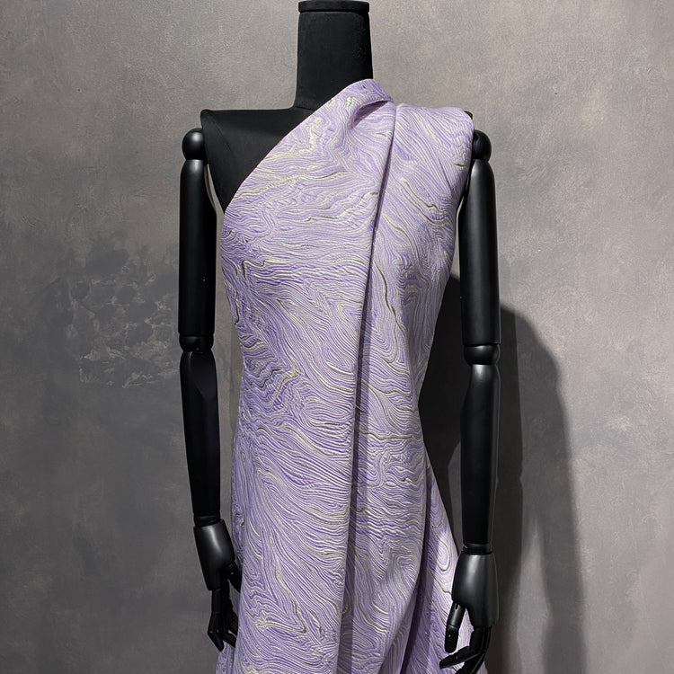 Contour Wave Brocade - Pale Purple/Silver Metallic