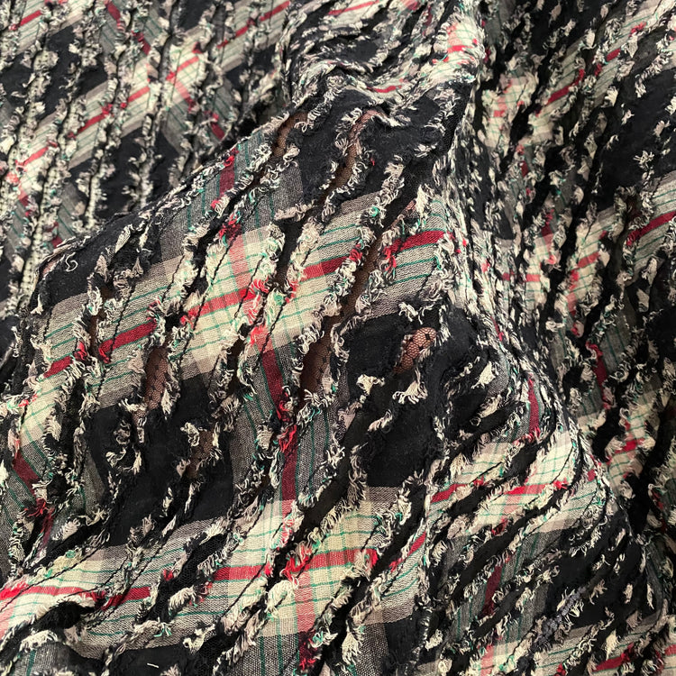 Slashed Distressed Flannel Plaid