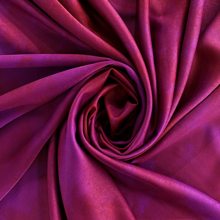 Abstract Shibori Satin Back Crepe - Dark Magenta / Crimson
