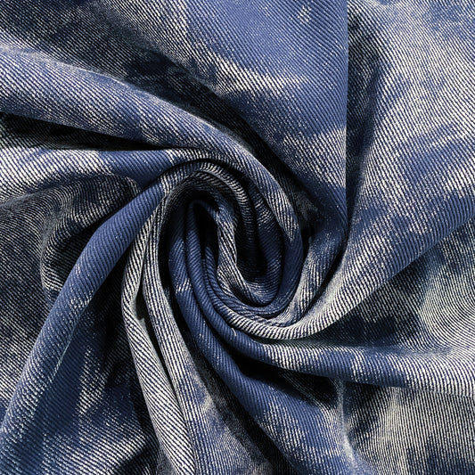Tie-Dye Screen Print Denim - Blue / White