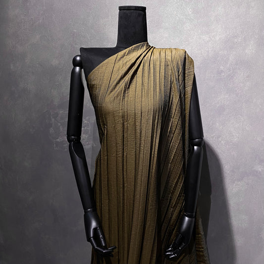 Shot Wide Pleated Delustered Satin - Dark Goldenrod / Gold