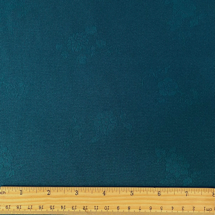 Rose Dobby Motif - Basket Weave - Teal