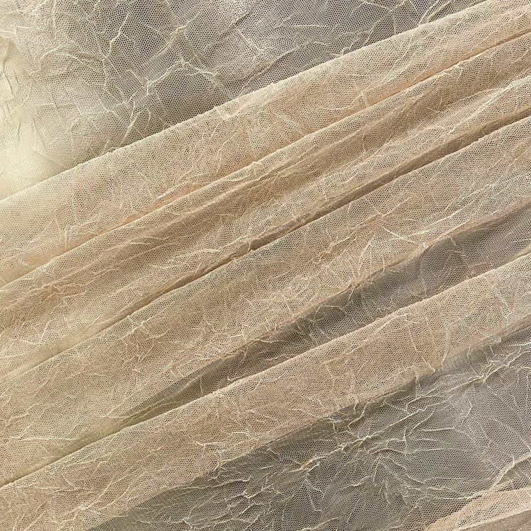 Creased Mesh Knit - Weft Stretch - Beige