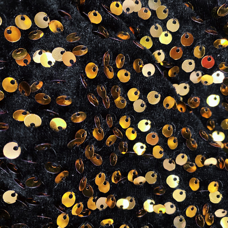 Sequinned Velour - Black/Gold