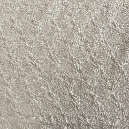 Raised Crinkle Rose Jacquard -  White