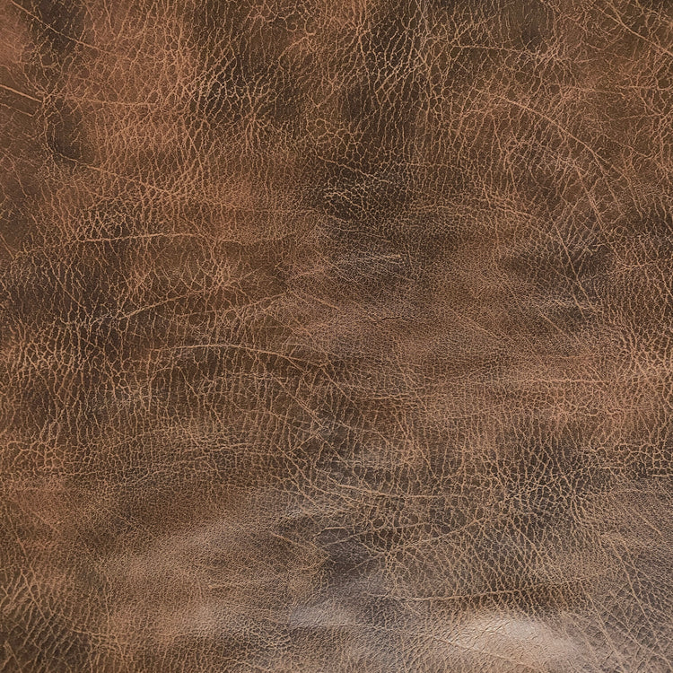 Aged Coarse Grain Faux Leather - Saddle Brown / Sandy Brown