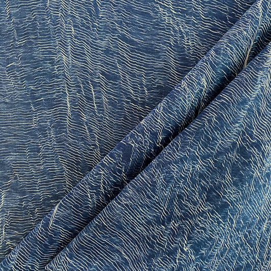 Pliage Creased Plisse Chiffon - Dark Blue /White