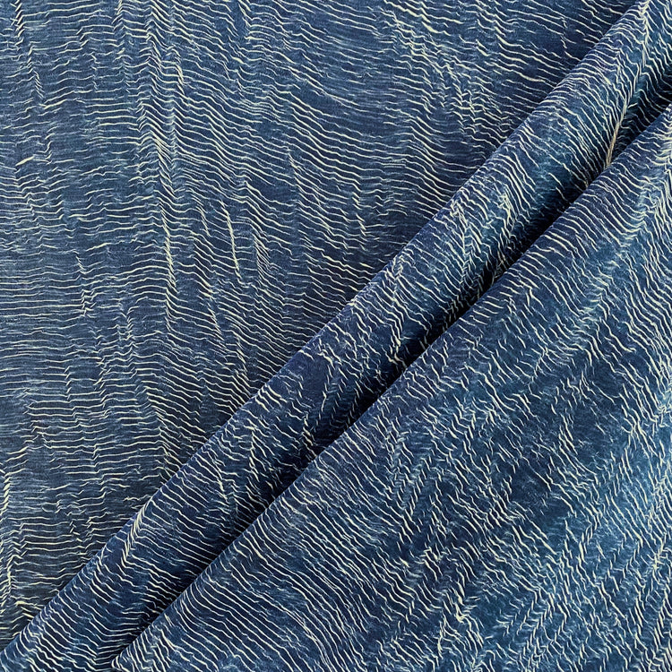Pliage Creased Plisse Chiffon - Dark Blue /White